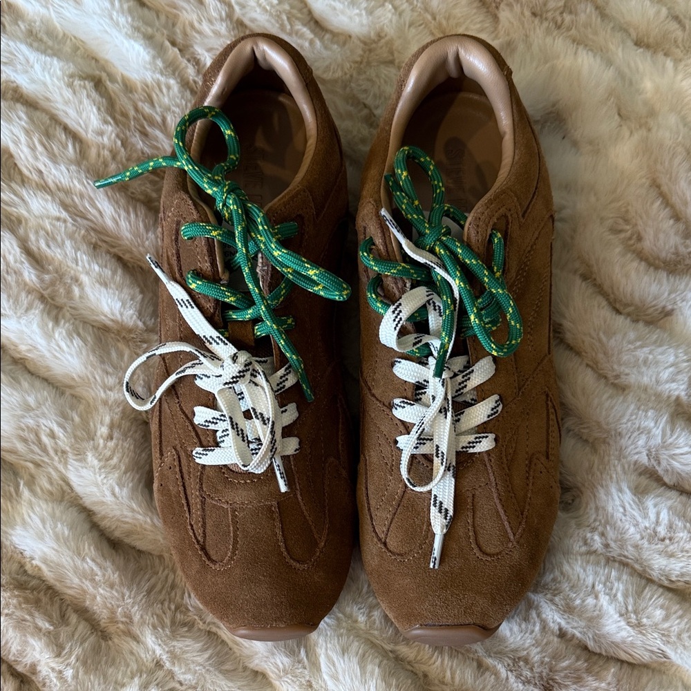 Steve Madden Brown Suede Women's Sneakers with Green and White Laces
